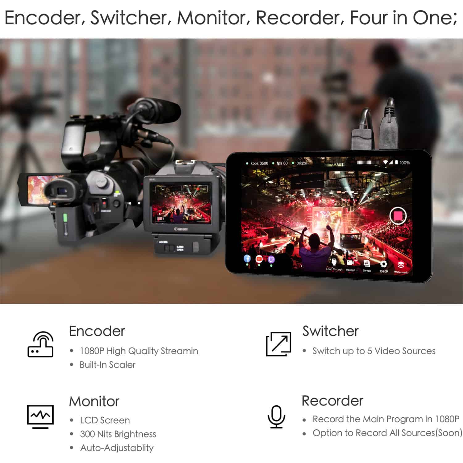 YoloLiv YoloBox Portable All-in-One Multi-Camera Live Streaming Encoder ...